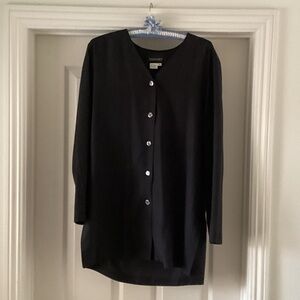 Black Silk Button-Up Tunic